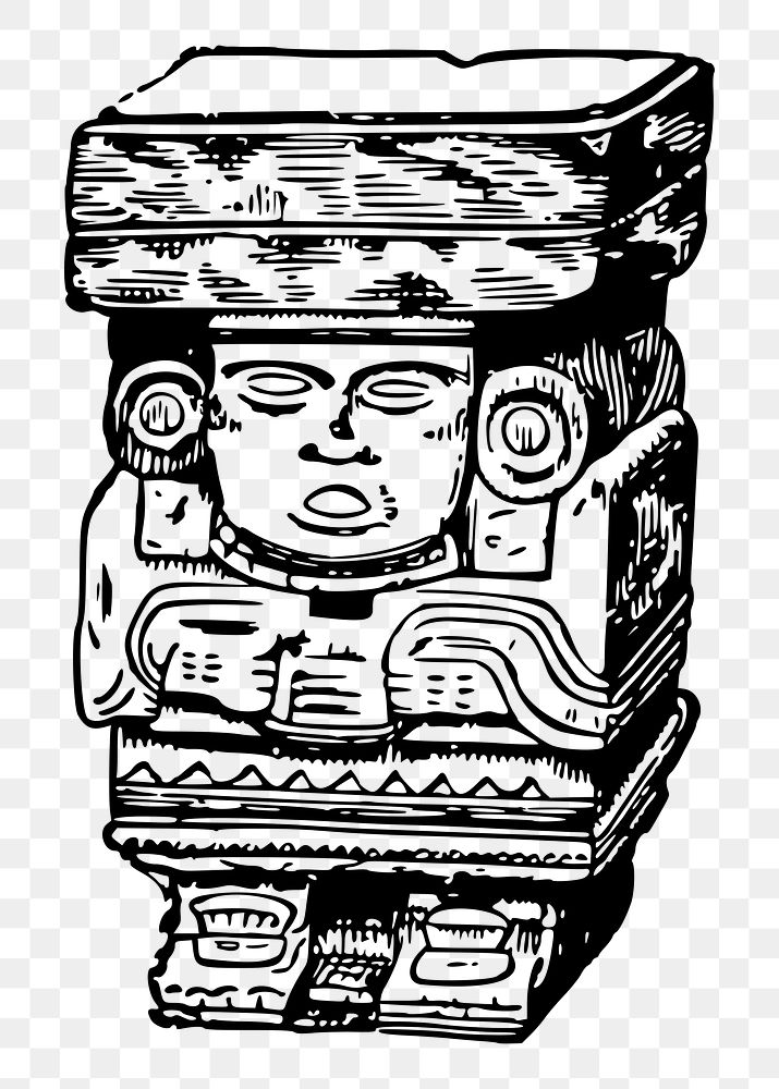 Aztec statue png sticker illustration, transparent background. Free public domain CC0 image.