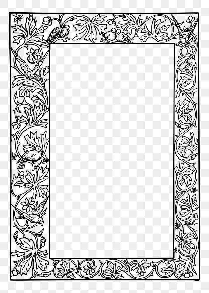 Floral frame png sticker illustration, transparent background. Free public domain CC0 image.