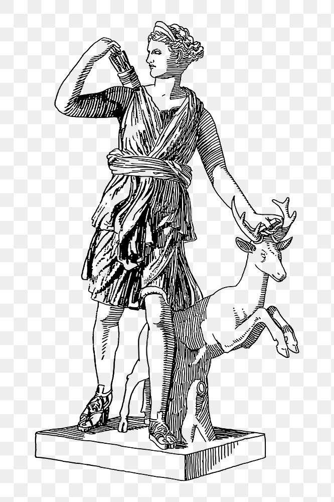 Artemis statue png sticker illustration, transparent background. Free public domain CC0 image.