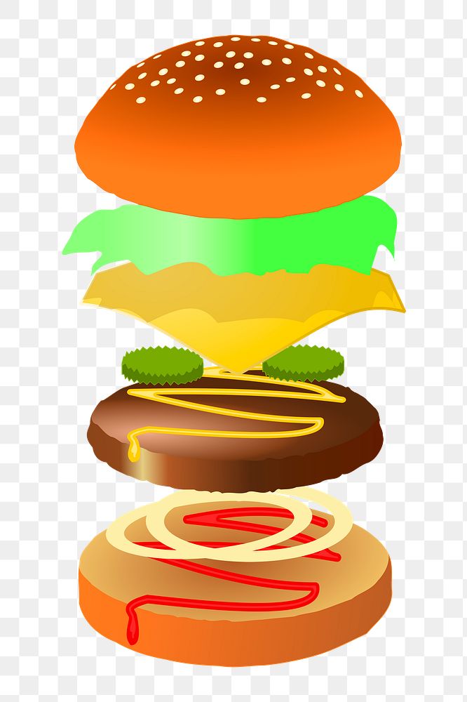 Hamburger png sticker, food illustration on transparent background. Free public domain CC0 image.