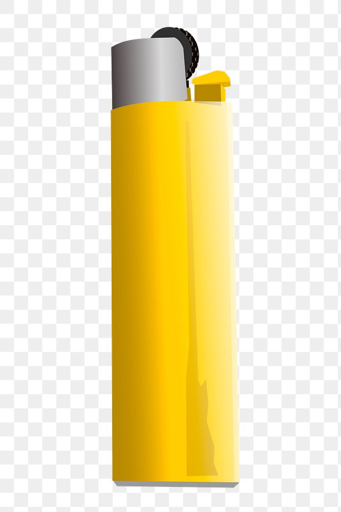 Yellow lighter png sticker, object illustration on transparent background. Free public domain CC0 image.