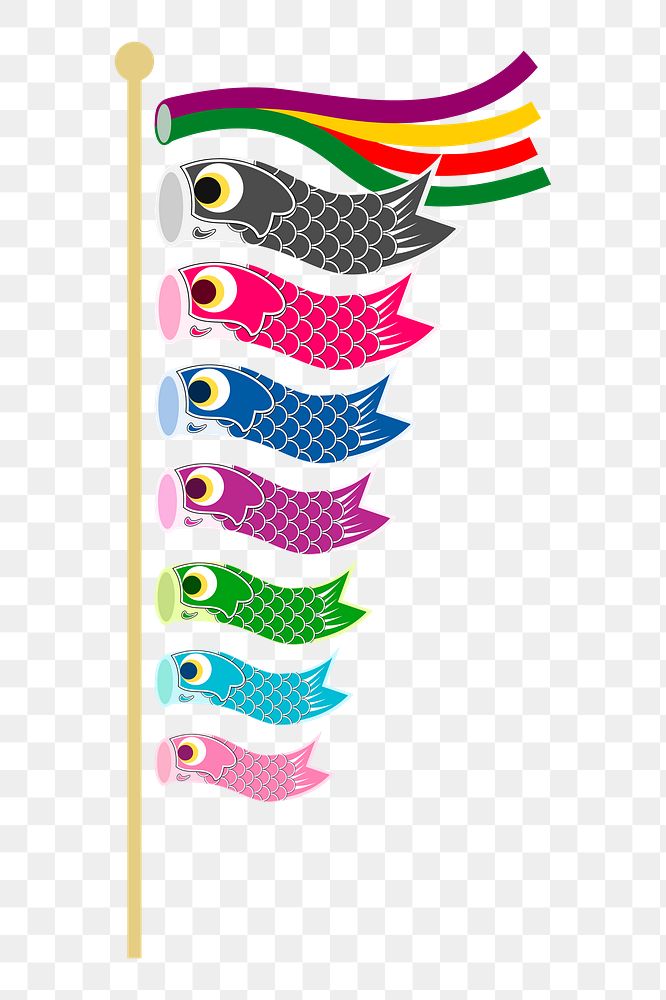 Koinobori png carp streamer sticker, Japanese Children's day decoration illustration on transparent background. Free public…