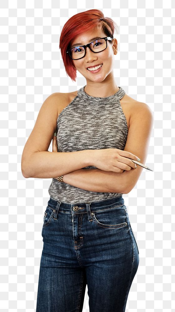 Red hair woman png sticker, transparent background