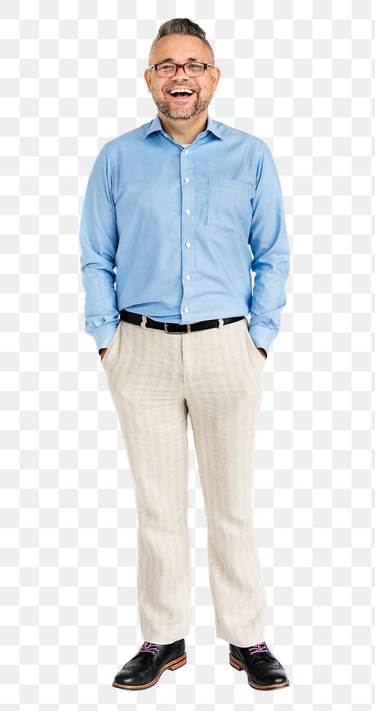 Happy mature man png sticker, transparent background