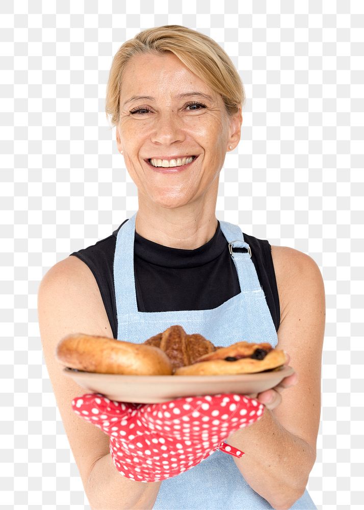 Female baker png sticker, transparent background