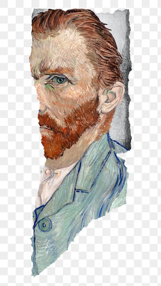 Van Gogh png sticker, ripped paper remixed by rawpixel, transparent background