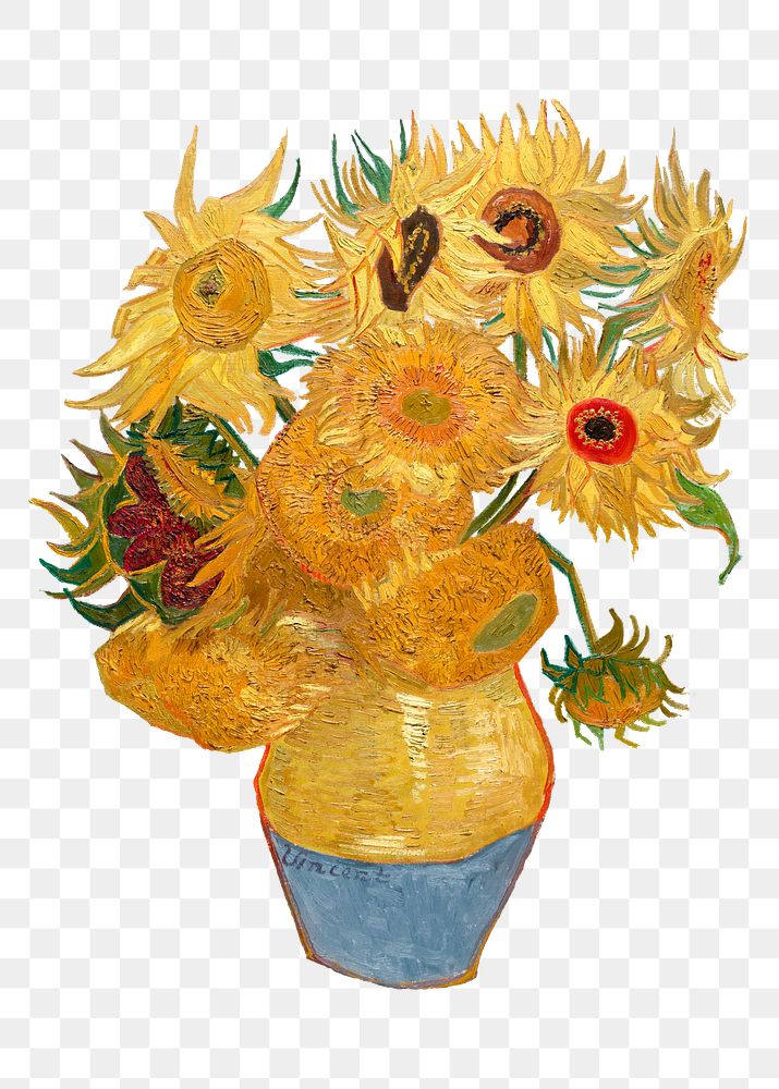 Sunflower png sticker, Van Gogh's painting remixed by rawpixel, transparent background