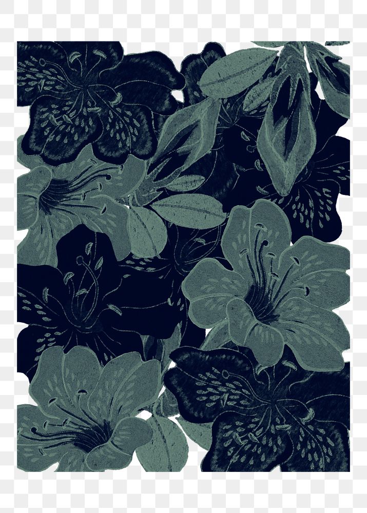 Vintage flower png pattern sticker,  transparent background