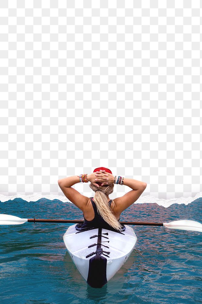 Kayaking png border,  transparent background
