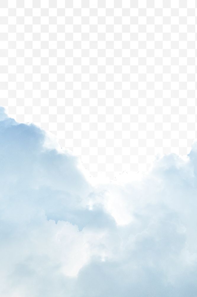 Blue clouds png border, transparent background