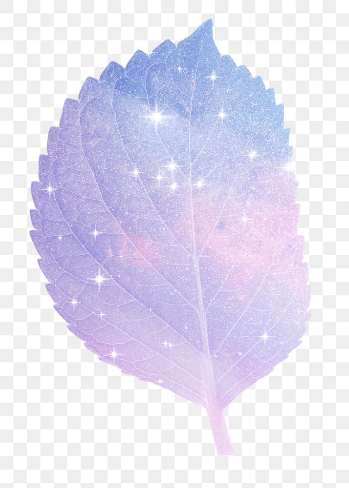 Pink holographic png leaf sticker, aesthetic plant on transparent background