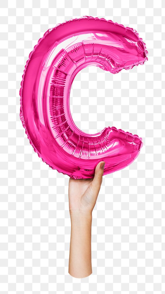 C letter balloon png sticker, pink alphabet element, transparent background
