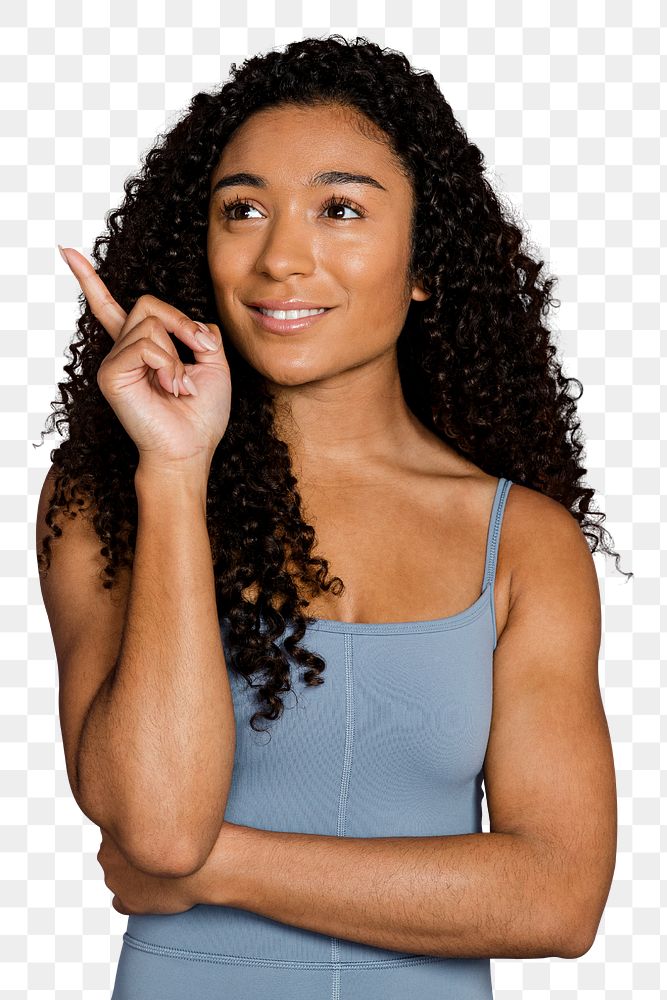 Woman thinking png sticker, transparent background
