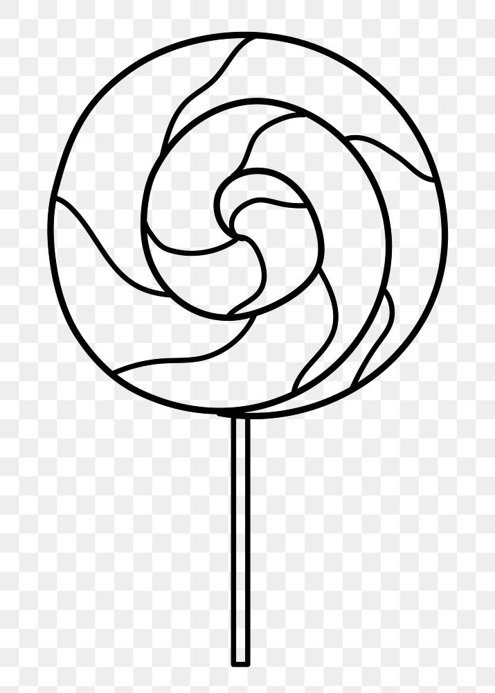 Lollipop png doodle sticker, black & white illustration, transparent background