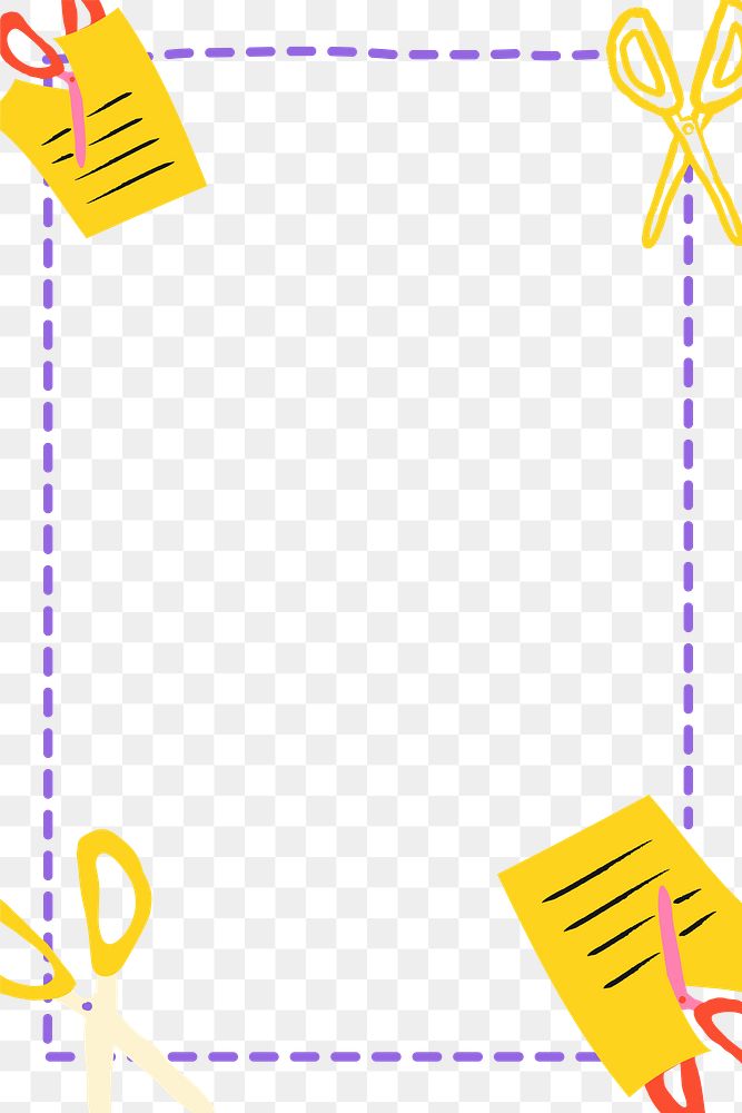 Purple stationery png doodle frame, transparent background