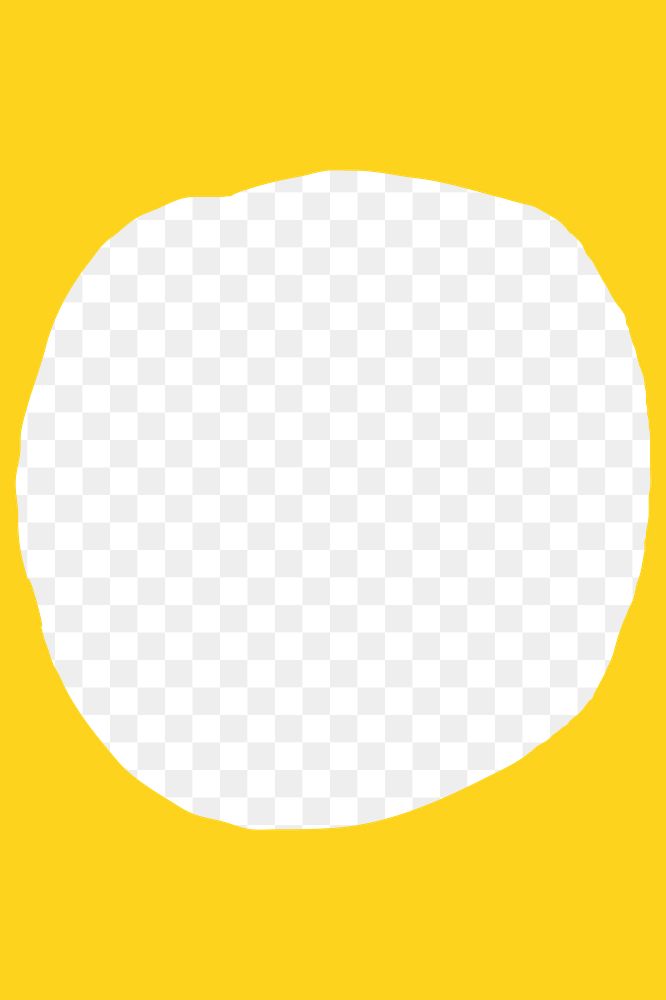Yellow circle png doodle frame, transparent background