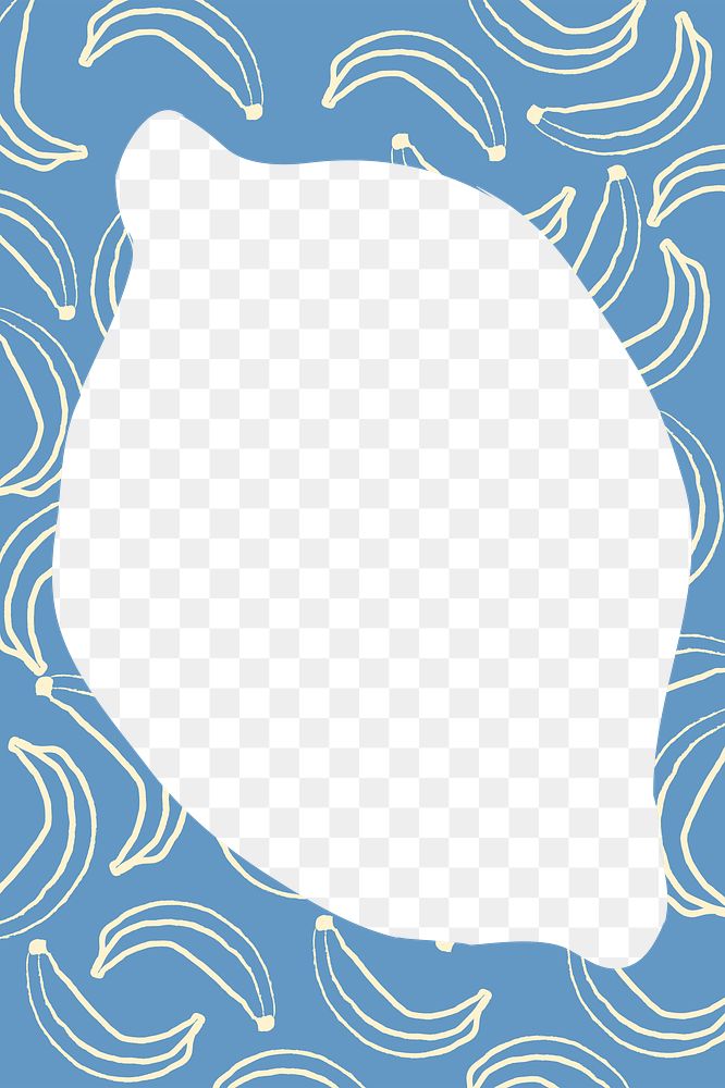 Lemon shape png frame, banana pattern, transparent background