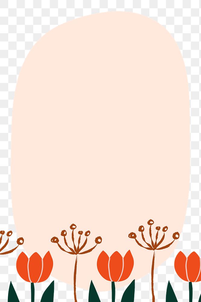 Tulip flower png frame sticker, transparent background