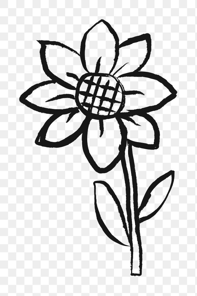 Sunflower png sticker, flower doodle, transparent background