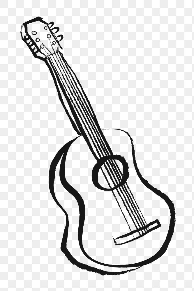 Acoustic guitar png sticker, musical instrument doodle, transparent background