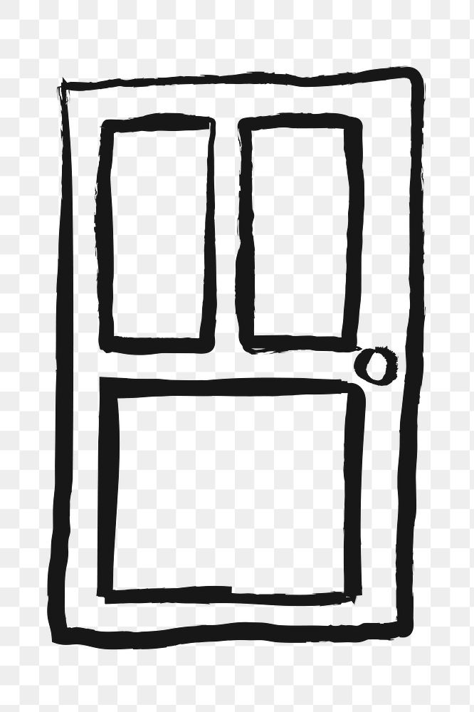 Door png sticker, home interior doodle, transparent background