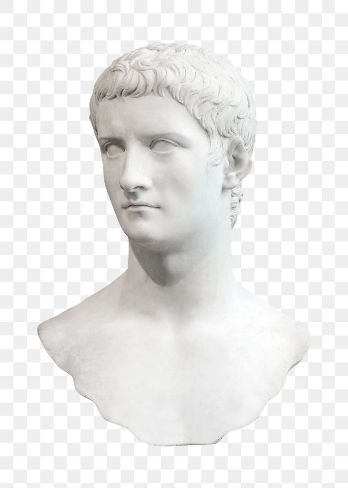Caligula statue png sticker, Greek sculpture image on transparent background