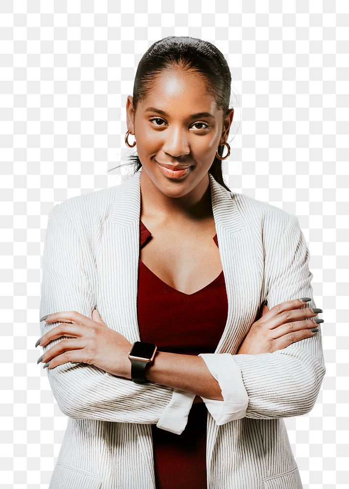 Woman png crossing arms, business, transparent background