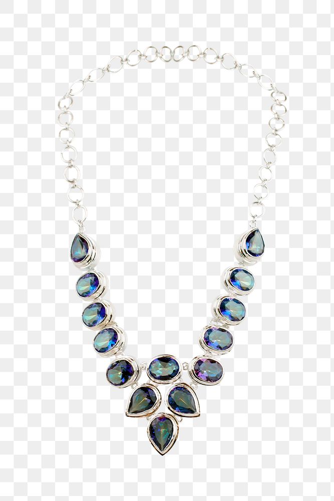 Luxurious gemstone necklace png sticker, jewelry image on transparent background