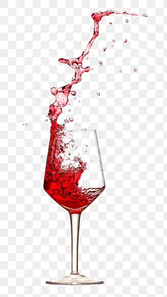 Red wine png splash sticker, alcoholic beverage image on transparent background