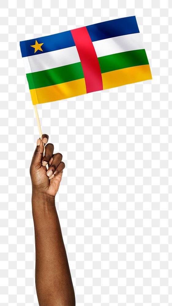 Central African Republic's flag png in black hand sticker on transparent background