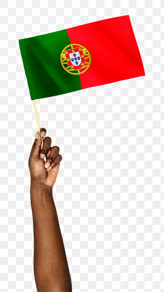 Flag of Portugal png in black hand sticker on transparent background