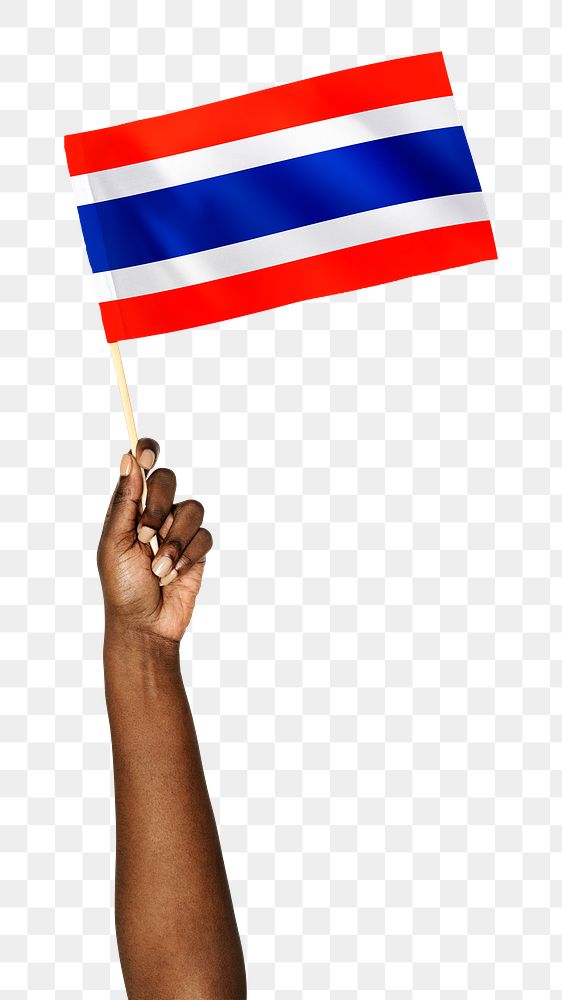 Thailand's flag png in black hand sticker on transparent background