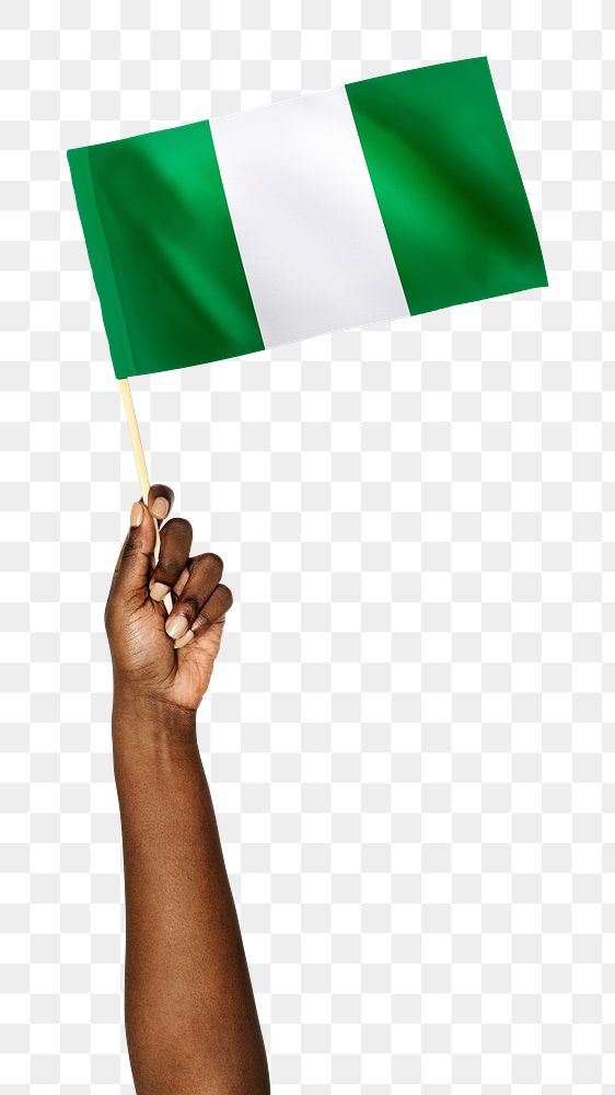Nigeria's flag png in black hand sticker on transparent background