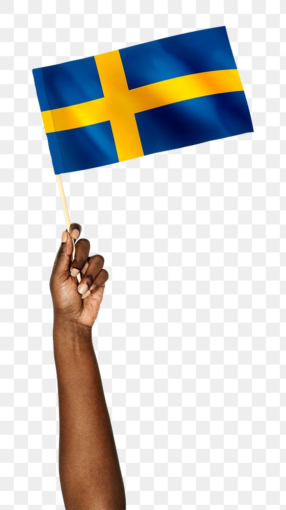 Flag of Sweden png in black hand sticker on transparent background