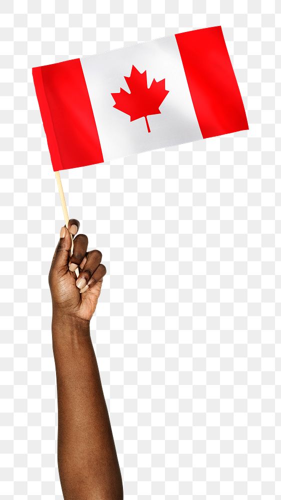 Png Canada's flag in hand sticker, national symbol, transparent background