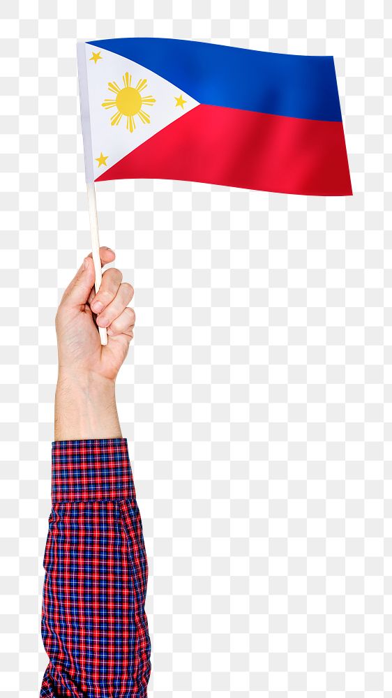 The Philippines' flag png in hand sticker on transparent background
