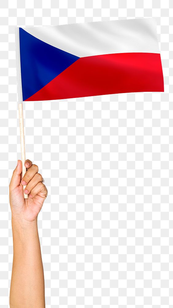 Png Czech Republic's flag in hand sticker on transparent background