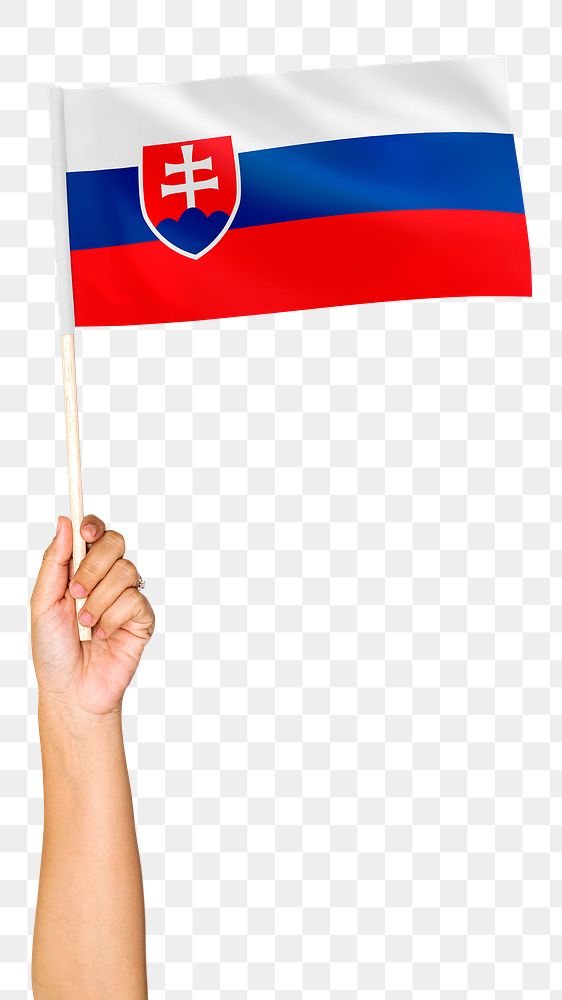 Png Slovak Republic's flag in hand sticker on transparent background