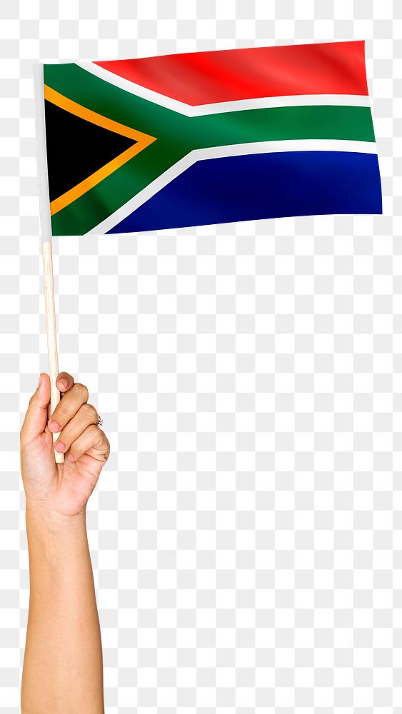 South Africa's flag png in hand sticker on transparent background