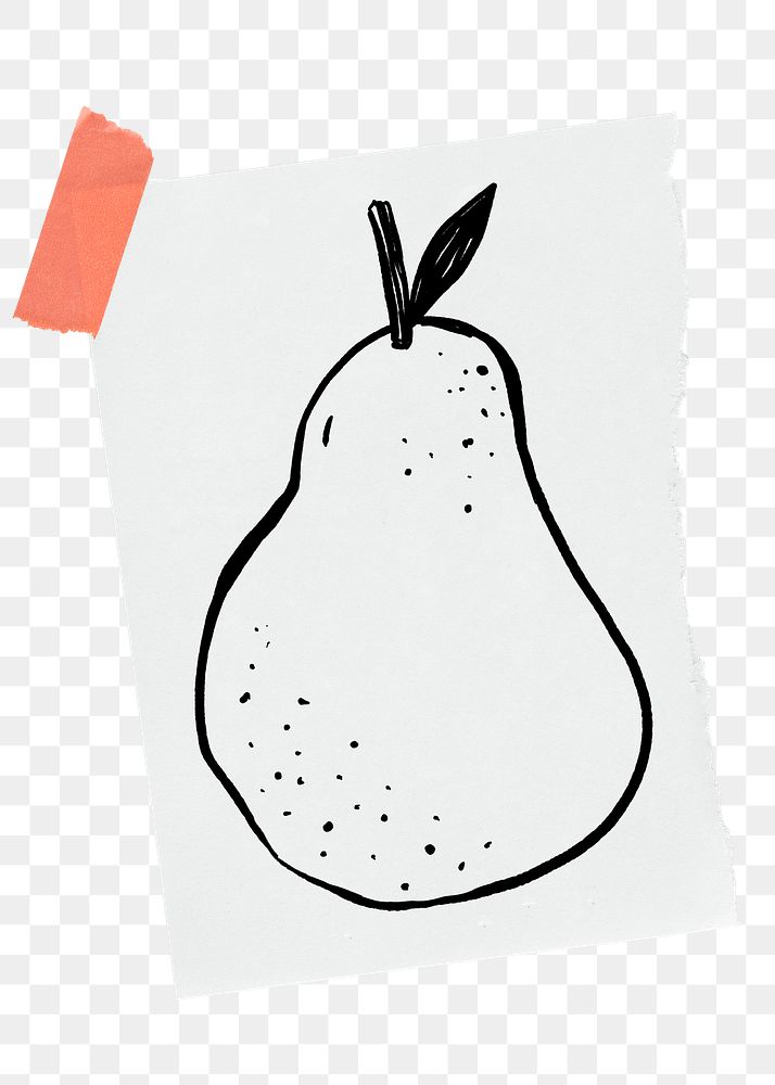 Pear png sticker doodle, stationery paper, transparent background