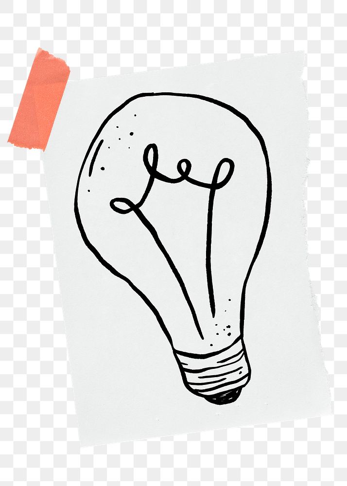 Cute light bulb png sticker, doodle, stationery paper, transparent background