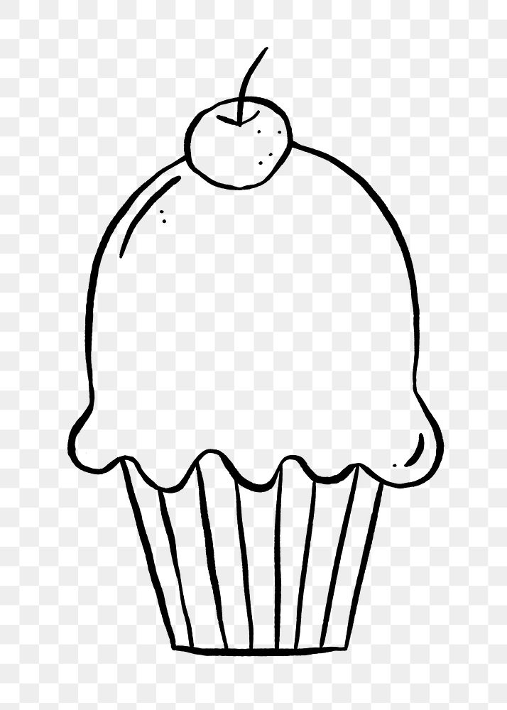 Cupcake png doodle, drawing illustration, transparent background