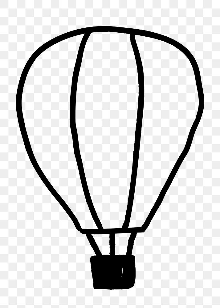 Hot air balloon png doodle, cute illustration, transparent background