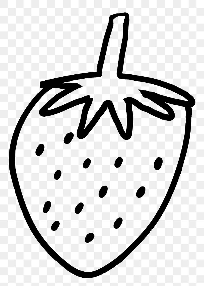 Strawberry png doodle, drawing illustration, transparent background