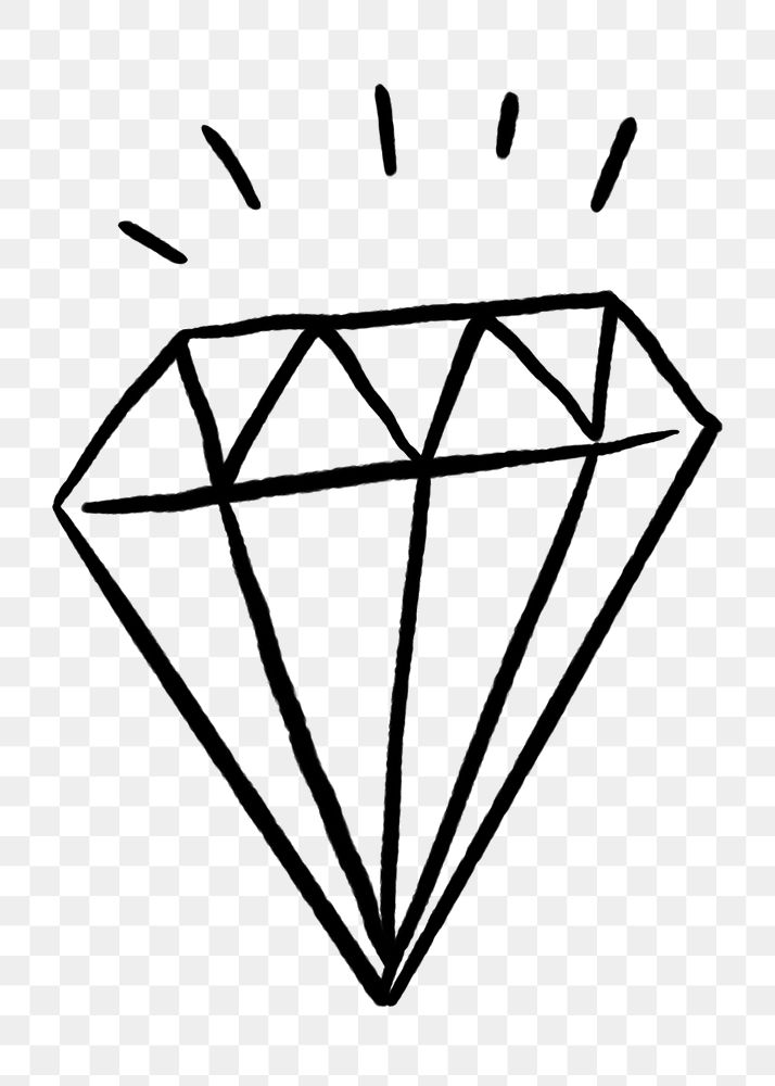 Cute diamond png doodle, illustration, transparent background
