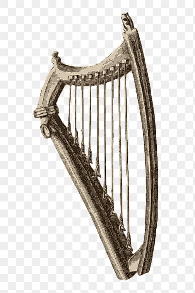 Celtic harp png sticker illustration, transparent background. Free public domain CC0 image.