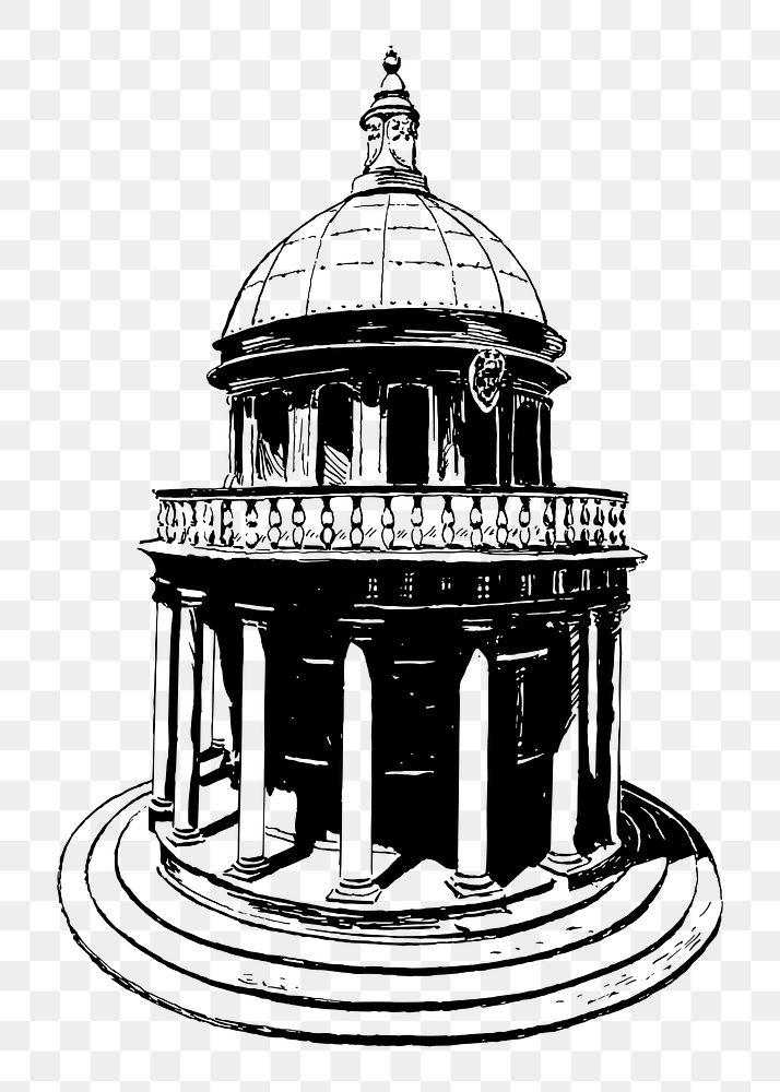 Rotunda png sticker, vintage architecture illustration, transparent background. Free public domain CC0 image.