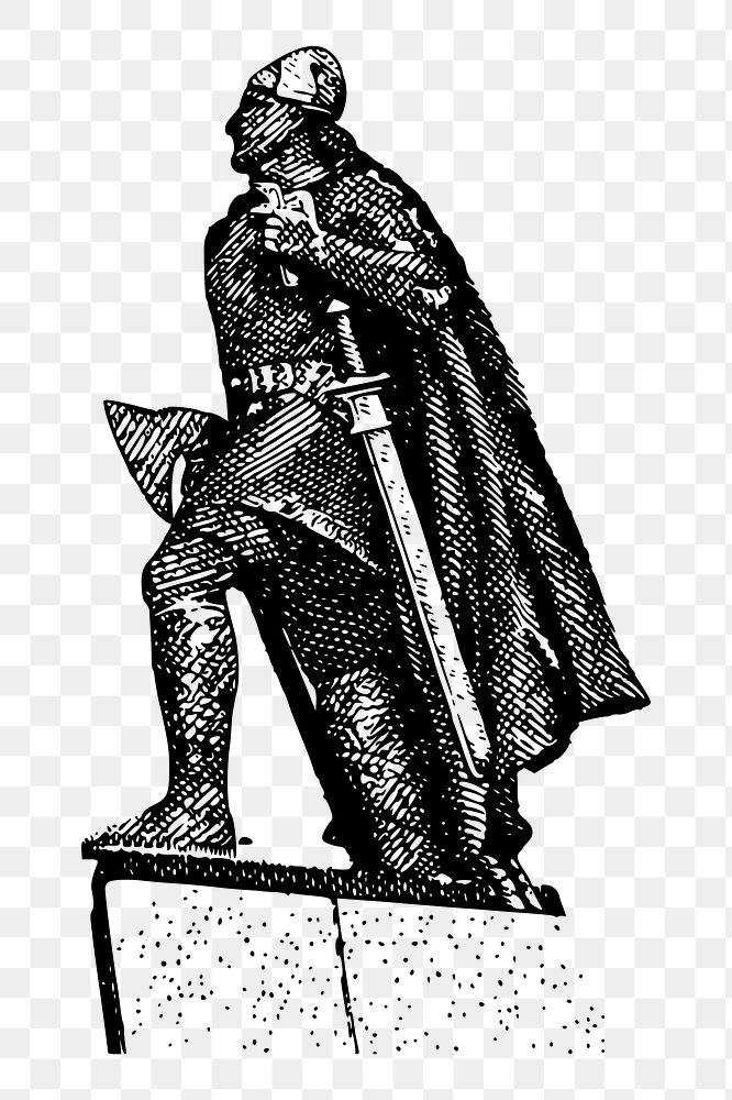 Leif Erikson statue png sticker, vintage illustration, transparent background. Free public domain CC0 image.