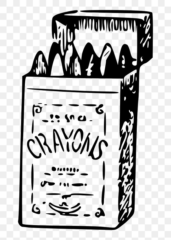 Crayons box png sticker, vintage object illustration, transparent background. Free public domain CC0 image.