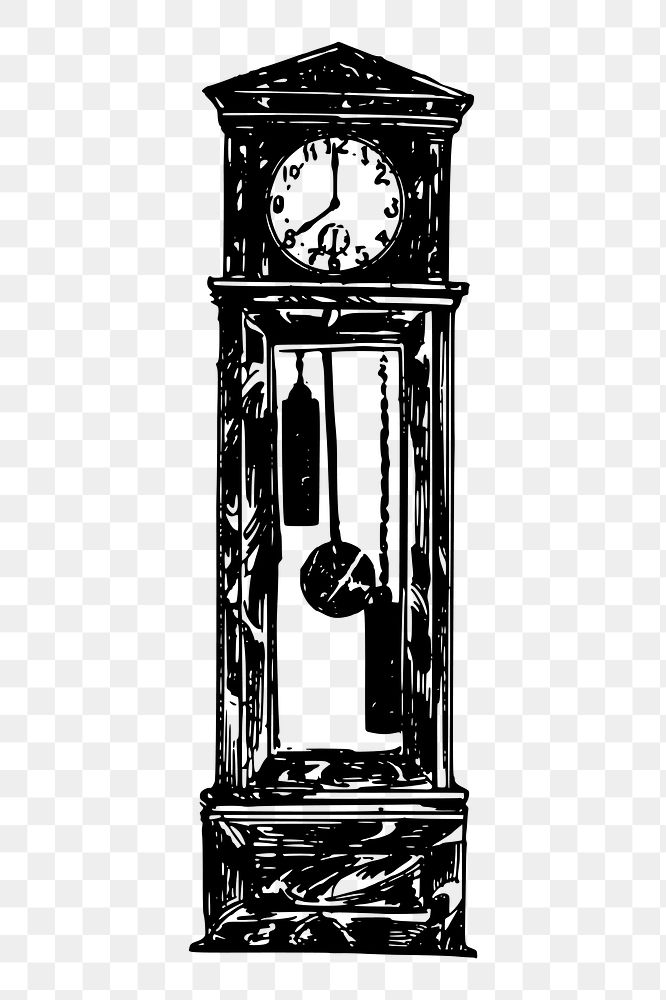 Grandfather clock  png sticker illustration, transparent background. Free public domain CC0 image.